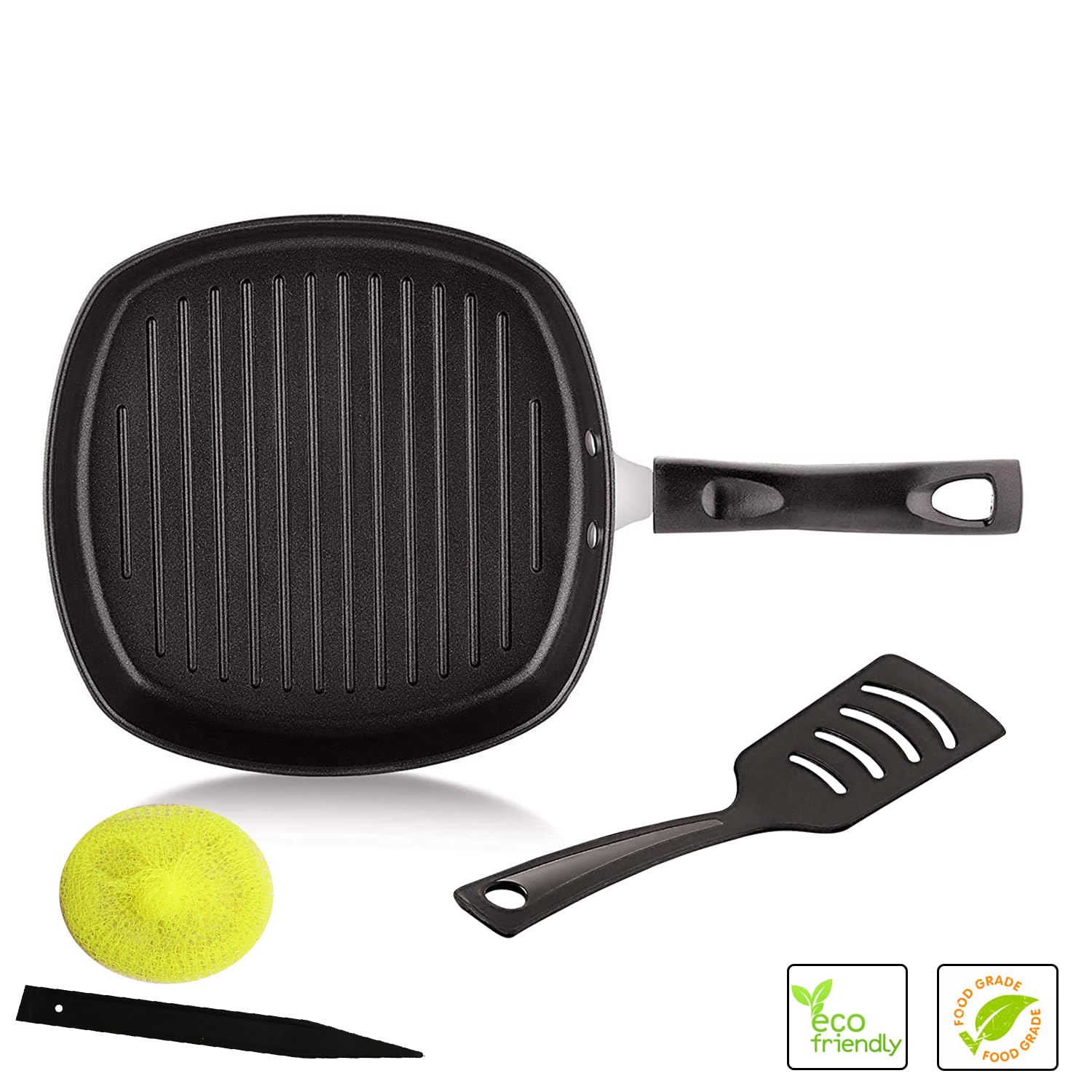 Non-Stick Aluminum Pancake Grill Pan - Sandwich Maker, Uttapam Pan, Chilla Pan, Toast Pan for Grilled Snacks - Large Multipurpose Kadai (Grey) - Made in India - Perfect for Breakfast, Snacks & Indian Cooking