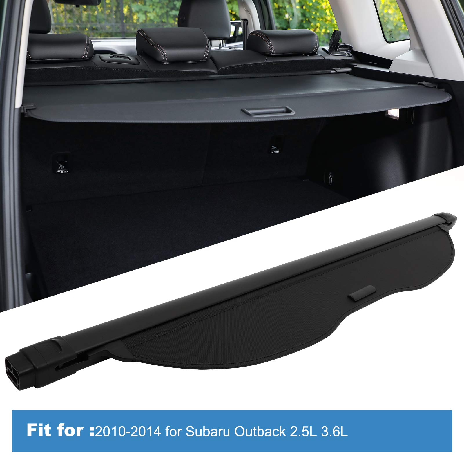 ECCPP Retractable Cargo Cover for 2010-2014 Subaru Outback - Rear Trunk Shade & Luggage Security Tonneau - Perfect for Road Trips, Grocery Hauling & Protecting Valuables
