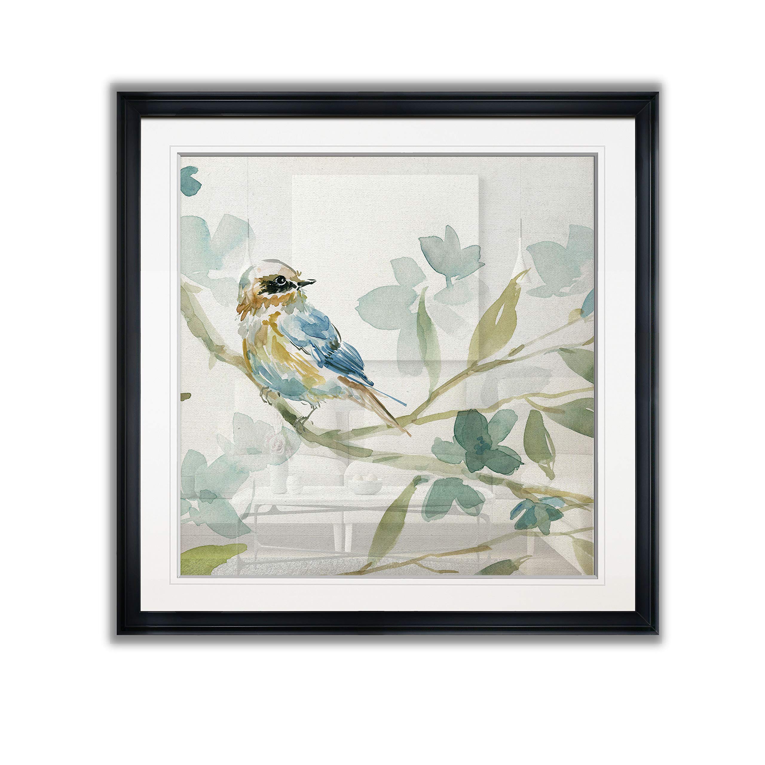 Renditions Gallery Spring Melody I Framed Giclee Canvas Print - Contemporary Bird Art Painting, Scenic Wildlife Wall Decor for Living Room, Bedroom & Office