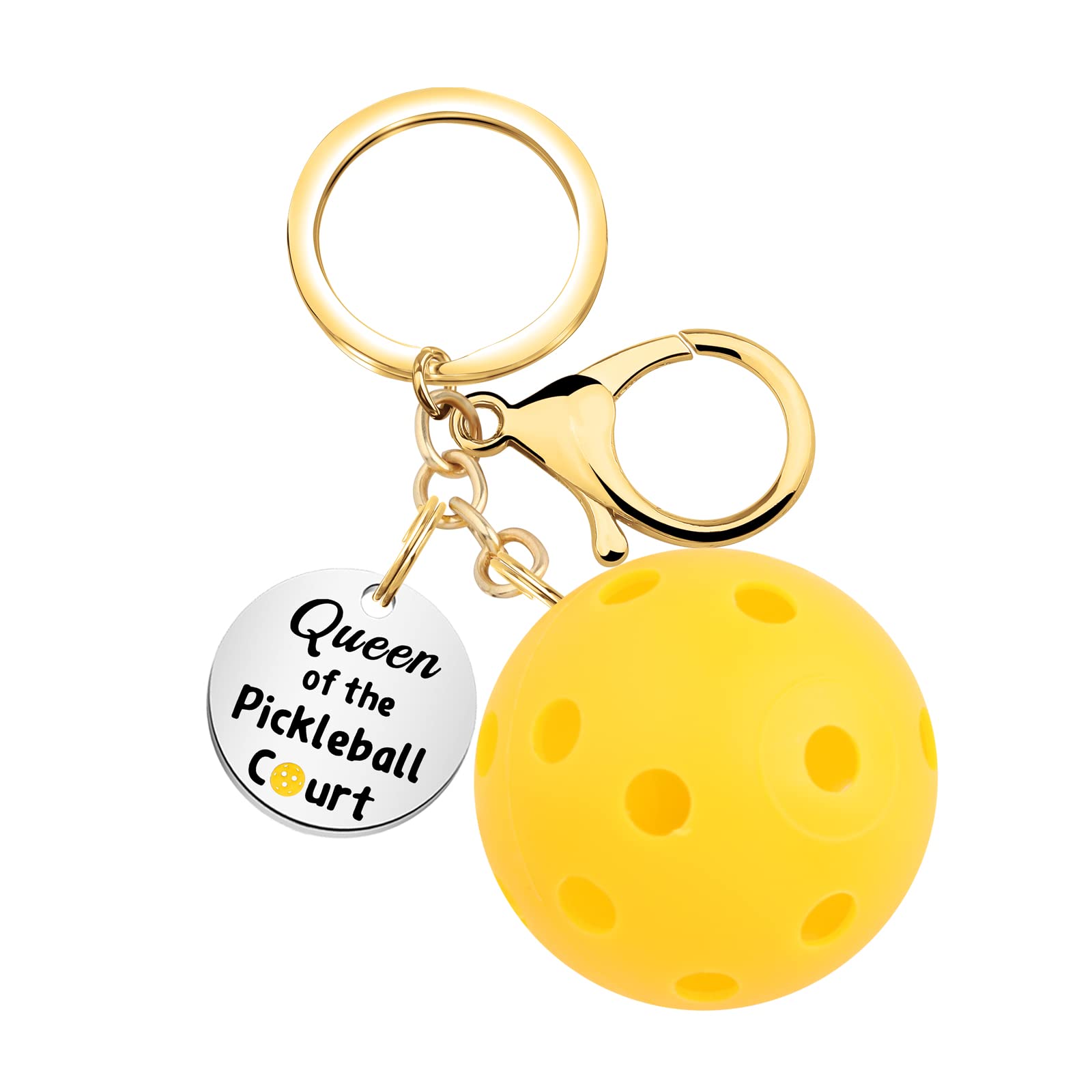 Pickleball Bag Clip Keychain - Queen/King of The Court with Pickleball Charm - Perfect Gift for Pickleball Lovers - Ideal for Gym Bags, Backpacks & Court Accessories