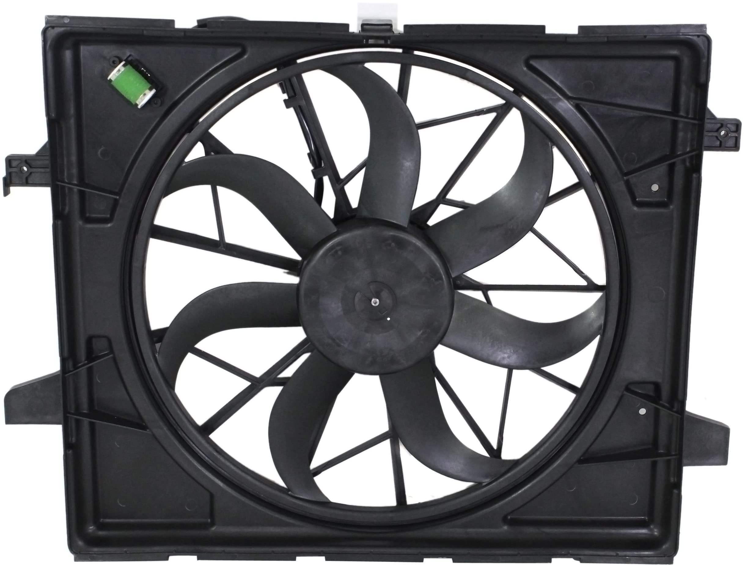 Go-Parts Radiator Fan Assembly for 2011-2020 Dodge Durango & 2011-2022 Jeep Grand Cherokee - Single Fan, Standard Cooling with Resistor (Fits 2012-2016 Models, Non-Tow Package) - Perfect Replacement for Overheating Issues & Engine Cooling System Maintenance