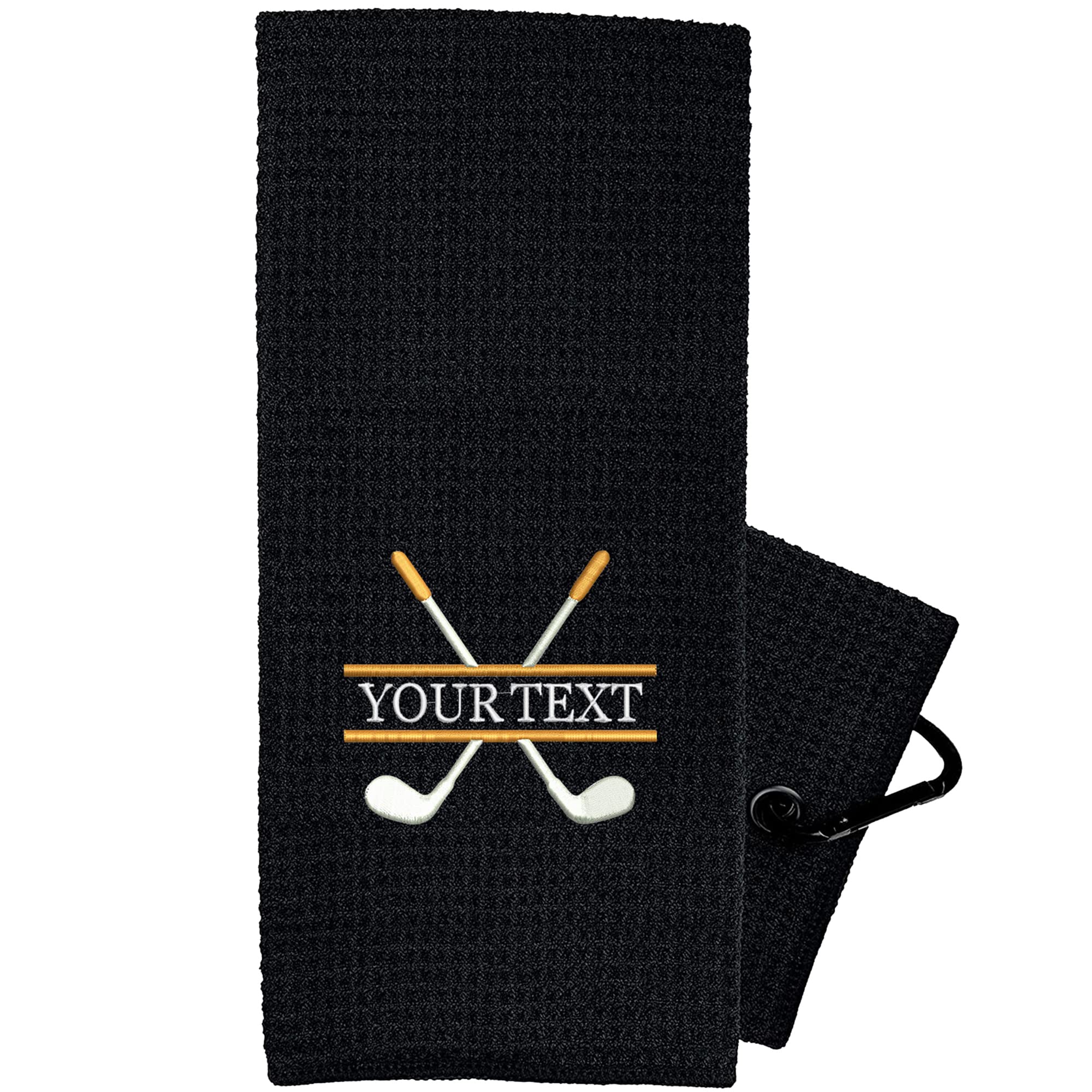 Custom Embroidered Golf Towel with Clip - Personalized Golf Gift for Men - Durable & Absorbent Golf Accessory for Golf Bags (Black) - Perfect for Golf Tournaments, Practice Sessions & Club Events