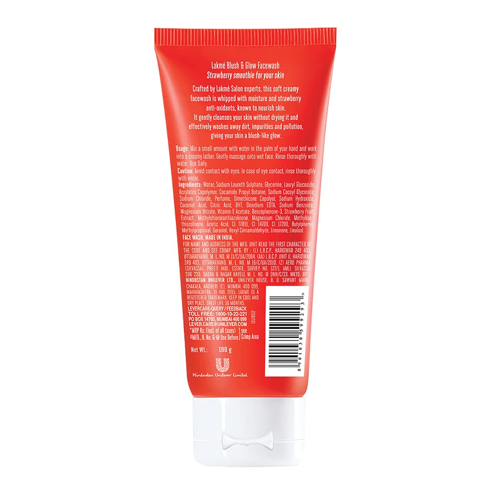 LAKMÉ Strawberry Creme Face Wash 100g & Lakme Rose Face Powder 40g - Gentle Cleansing & Soft Pink Finish for Glowing Skin - Perfect for Daily Skincare & Makeup Routine
