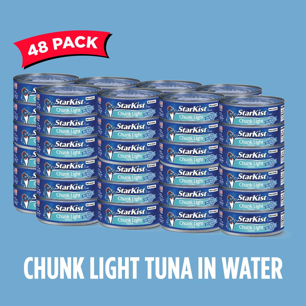 StarKist Chunk Light Tuna in Water, 5 oz (48 Pack) - Wild Caught Canned Tuna Fish, Gluten Free, Ready to Eat - High Protein (20g) & Low Calorie (90) - Perfect for Salads, Keto Meals, Snacks & Emergency Food Storage