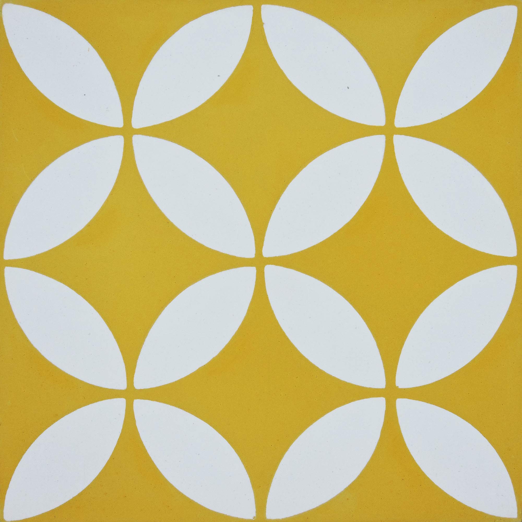 Handmade Moroccan Cement Mosaic Tile - Pack of 12 (Yellow & White) | Authentic Amlo Design for Kitchen Backsplash, Bathroom Floor & Mediterranean Home Decor