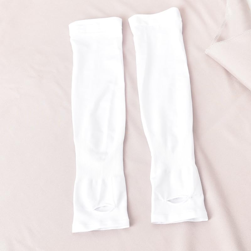 UV Protection Arm Sleeves for Women & Men - Cooling Compression Sun Sleeves (2 Pairs, White & Black) - Perfect for Running, Cycling, Golf & Outdoor Sports