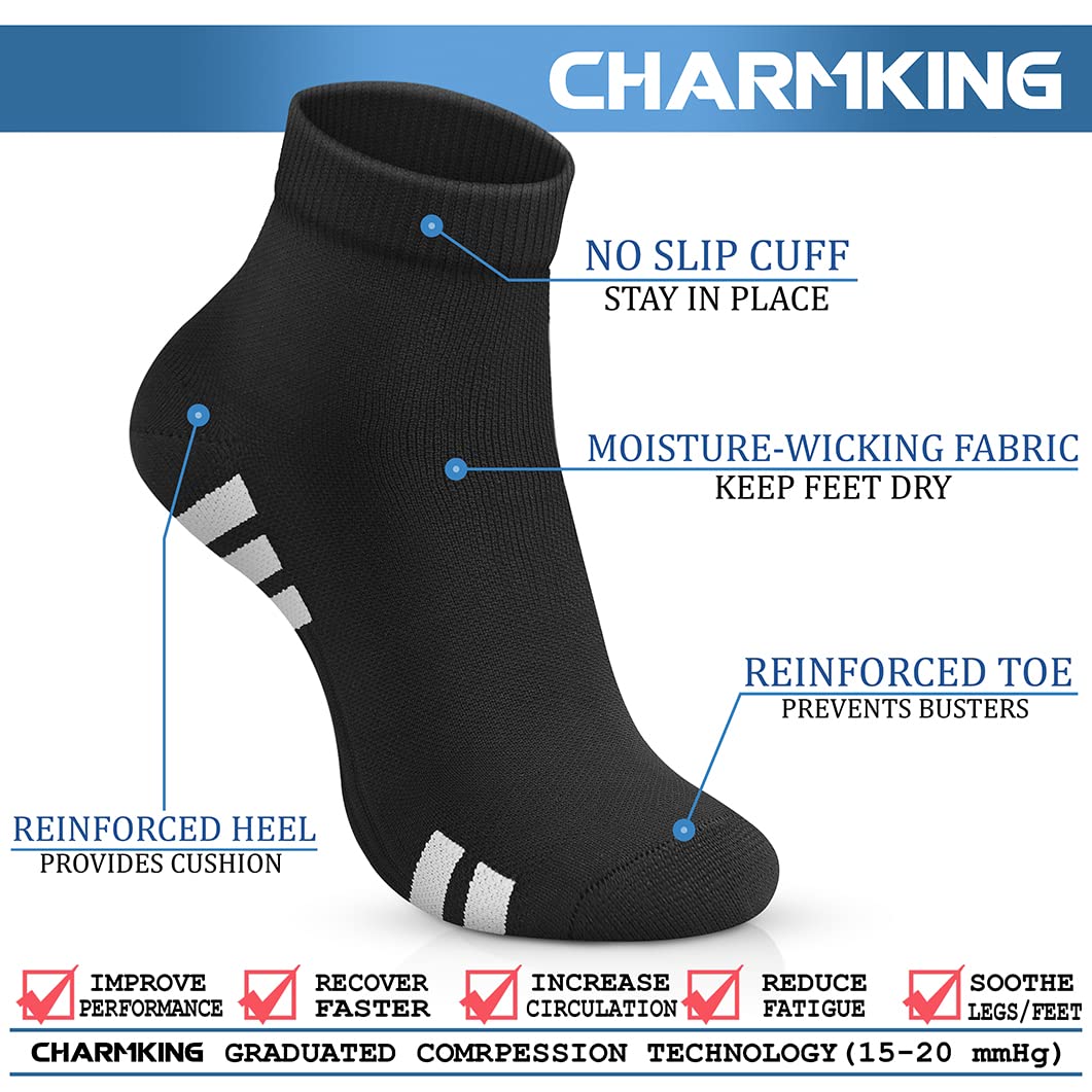 CHARMKING 15-20 mmHg Compression Socks for Women & Men - Best for Running, Cycling, Nursing & Daily Wear - Improve Blood Circulation & Reduce Leg Fatigue (Perfect for Travel, Workouts & Long Shifts)