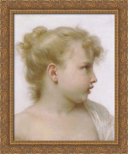 William Adolphe Bouguereau Little Girl Portrait - 20x24 Inch Gold Ornate Wood Framed Canvas Art - Perfect for Living Room, Bedroom & Office Wall Decor