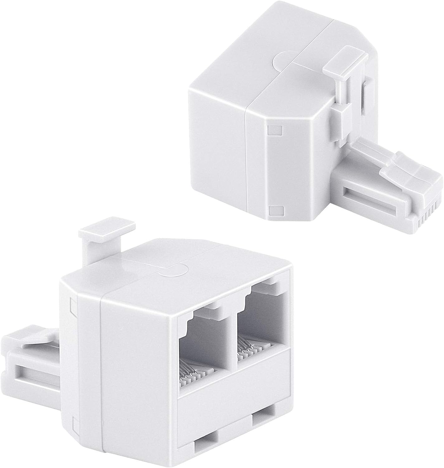 UVital RJ11 Phone Jack Splitter 1 to 2 (2-Pack) - Duplex Wall Jack Adapter for DSL, Fax & Modem - White Phone Line Splitter & Modular Converter - Perfect for Home Office & Business Use