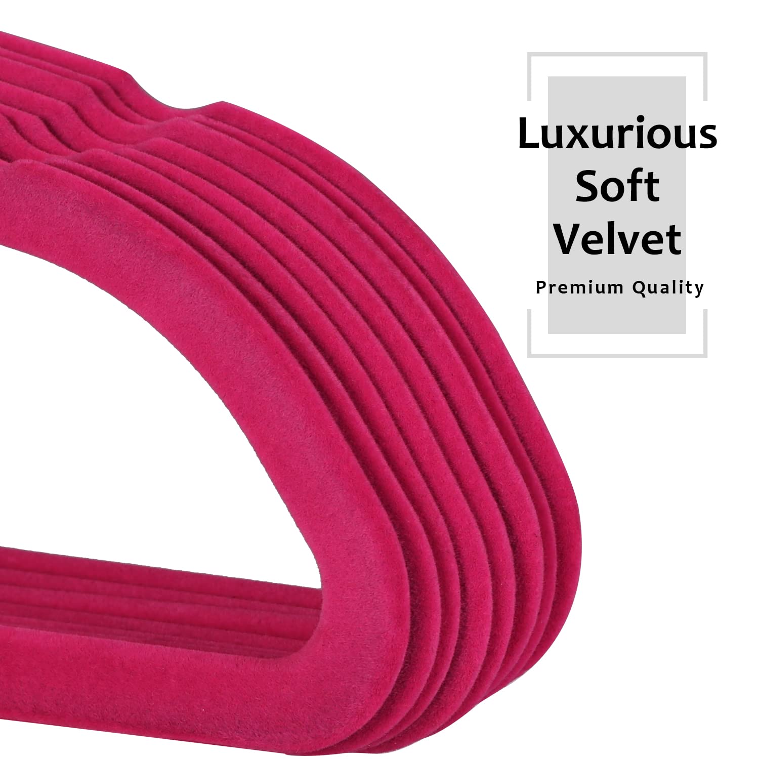 Premium Velvet Clothes Hangers - Heavy Duty Suit Hangers (25 Pack) - Non Slip & Space Saving with 6 Finger Clips & Tie Rack - Ideal for Men & Women Wardrobe Organization - Perfect for Closets, Laundry Rooms & Travel Use - Rose Gold