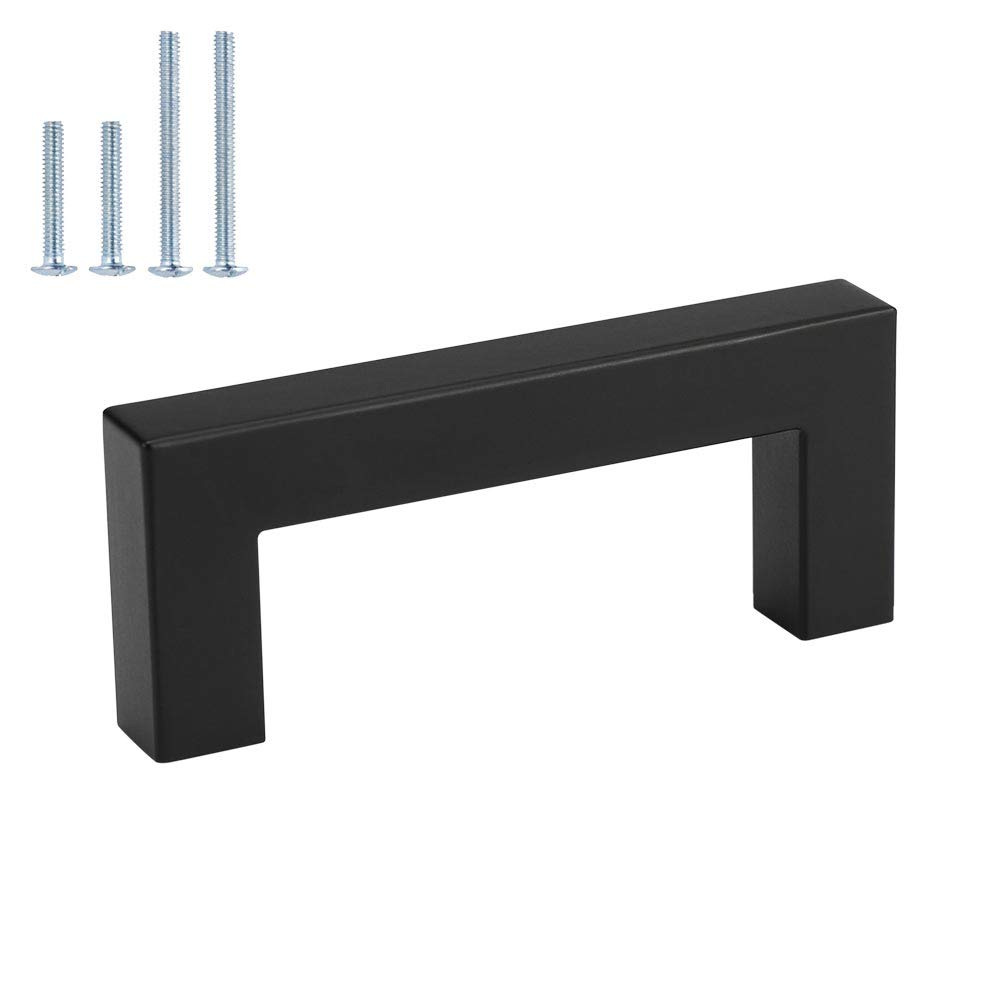45 Pack Black Stainless Steel Cabinet Pulls & Drawer Handles - 3 Inch (76mm) Hole Centers - Modern Cupboard Hardware for Kitchen, Bathroom & Office Cabinets - HDJ12BK