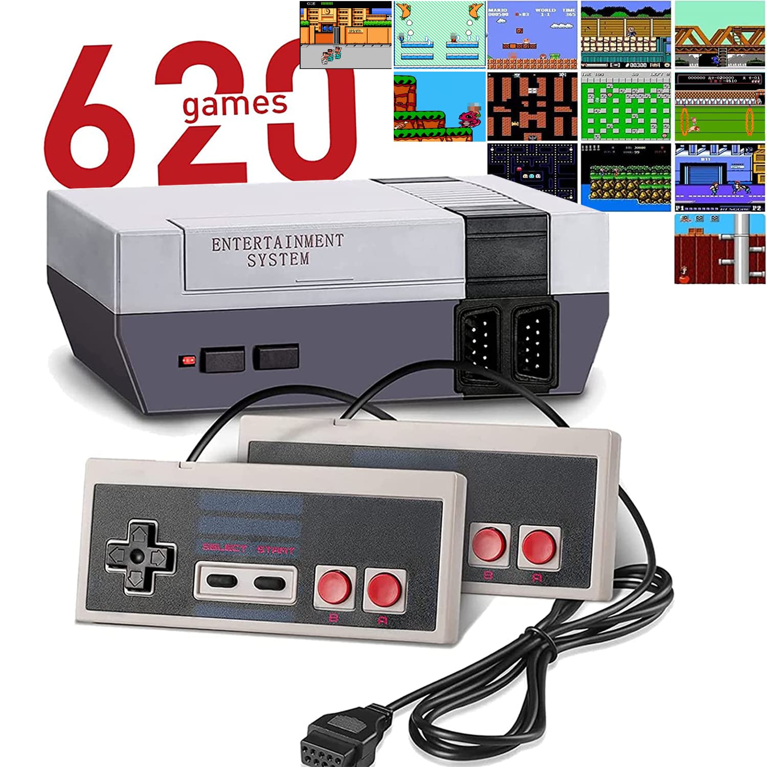 Retro Classic Mini Game Console - Built-in 620+ 8-Bit Video Games with 2 Controllers | Portable Old School Gaming System for Kids & Adults | Perfect for Family Game Nights & Nostalgic Entertainment