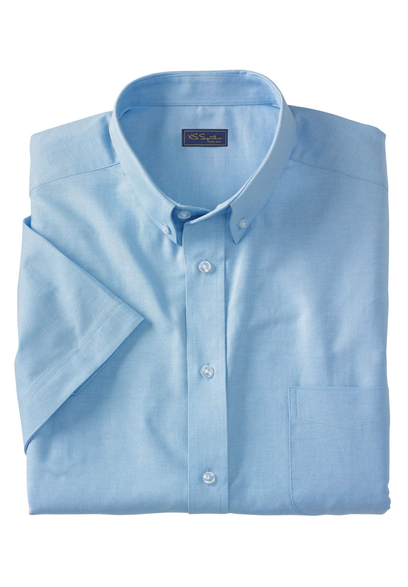 KingSize Men's Big & Tall Wrinkle-Free Short Sleeve Oxford Dress Shirt - Premium Formal & Business Casual Wear for Office, Weddings & Special Occasions