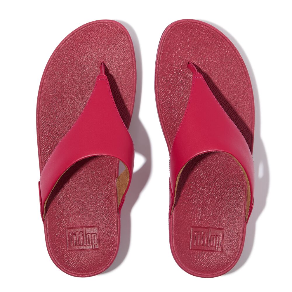 FitFlop Lulu Leather Sandals for Women - Comfortable Redberry Color Flip Flops | Perfect for Beach, Poolside & Summer Vacations