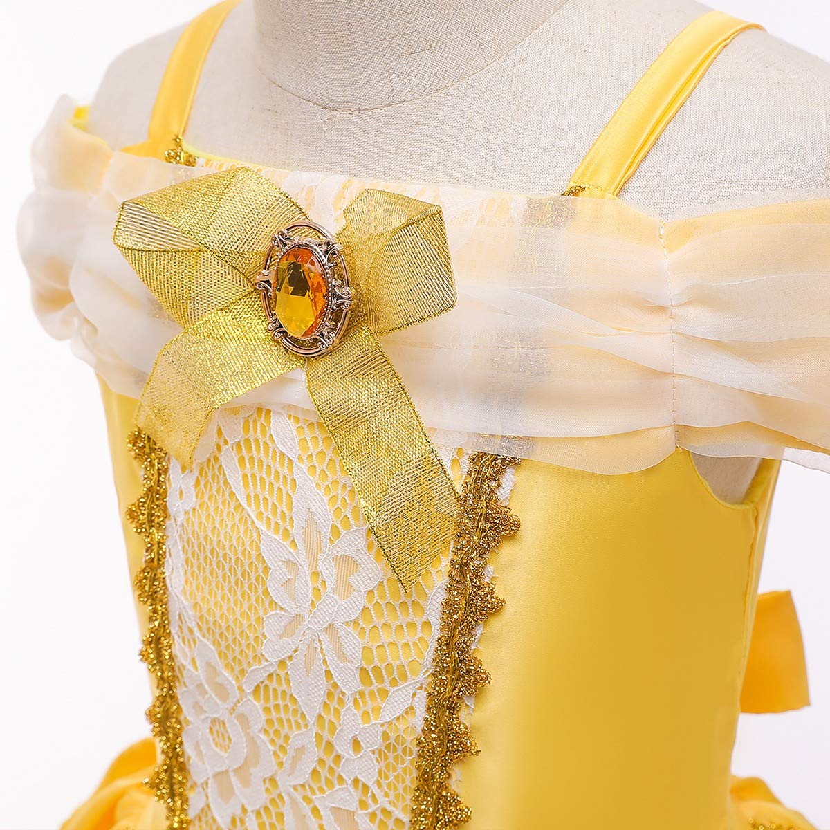 MYRISAM Girls Belle Princess Dress - Beauty and the Beast Costume for Halloween, Carnival, Cosplay, Christmas & Birthday Parties - Elegant Ball Gown for Dress Up, Role Play & Special Occasions