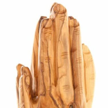 7.5 Inch Olive Wood Praying Hands Carving Handmade in Holy Land - Perfect for Home Decor, Religious Gifts & Spiritual Meditation