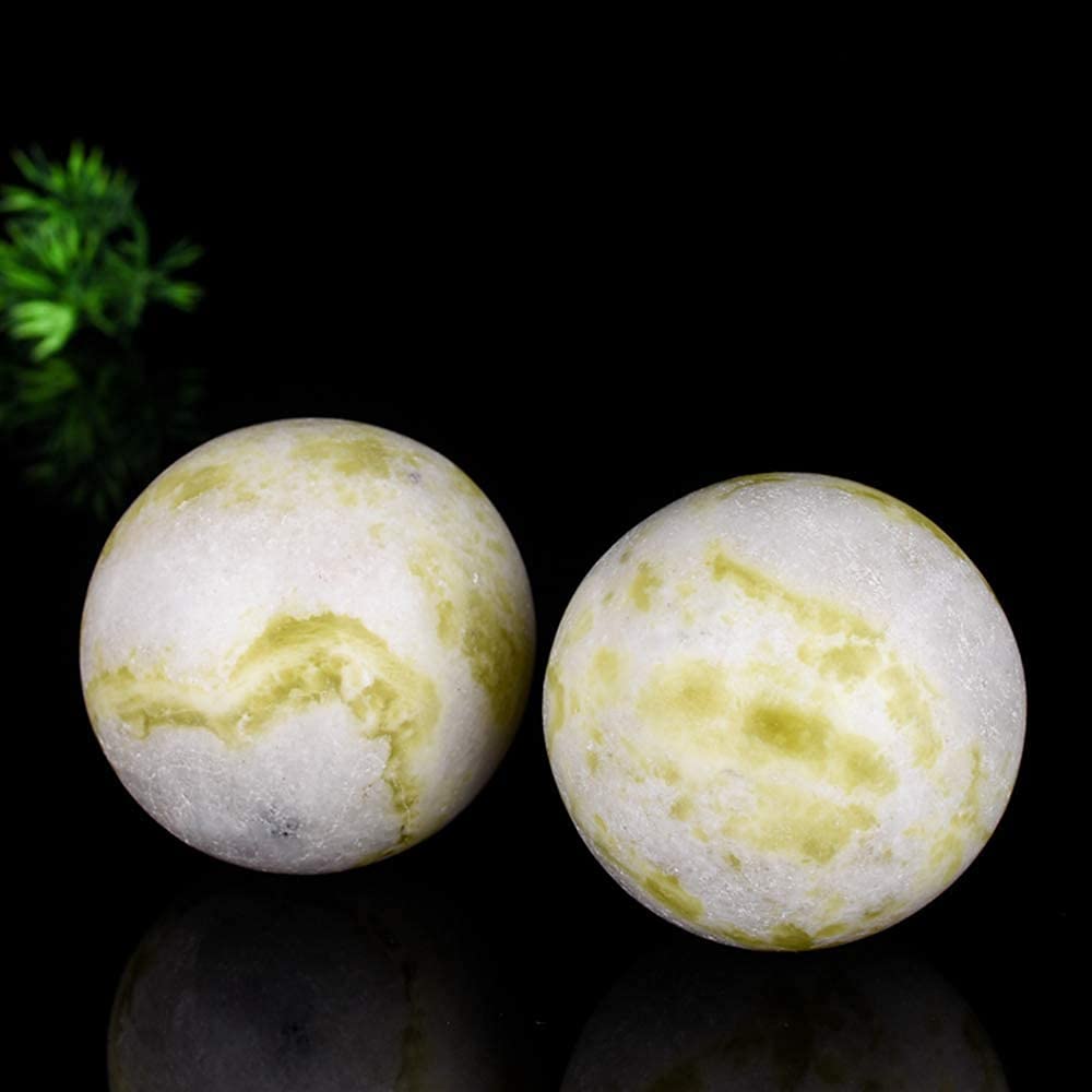 Natural Stone Chinese Baoding Balls - Jade Massage Handballs for Finger Exercise, Stress Relief & Meditation | Relaxing Therapy Grip Balls for Hand Health & Wellness (Great for Office, Home & Travel Use)