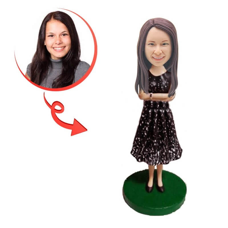 Custom Beautiful Long Skirt Bobblehead - Unique Handmade Collectible Doll for Home Decor, Gift, and Party Favors | Perfect for Disney Fans, Birthday Presents, and Shelf Displays