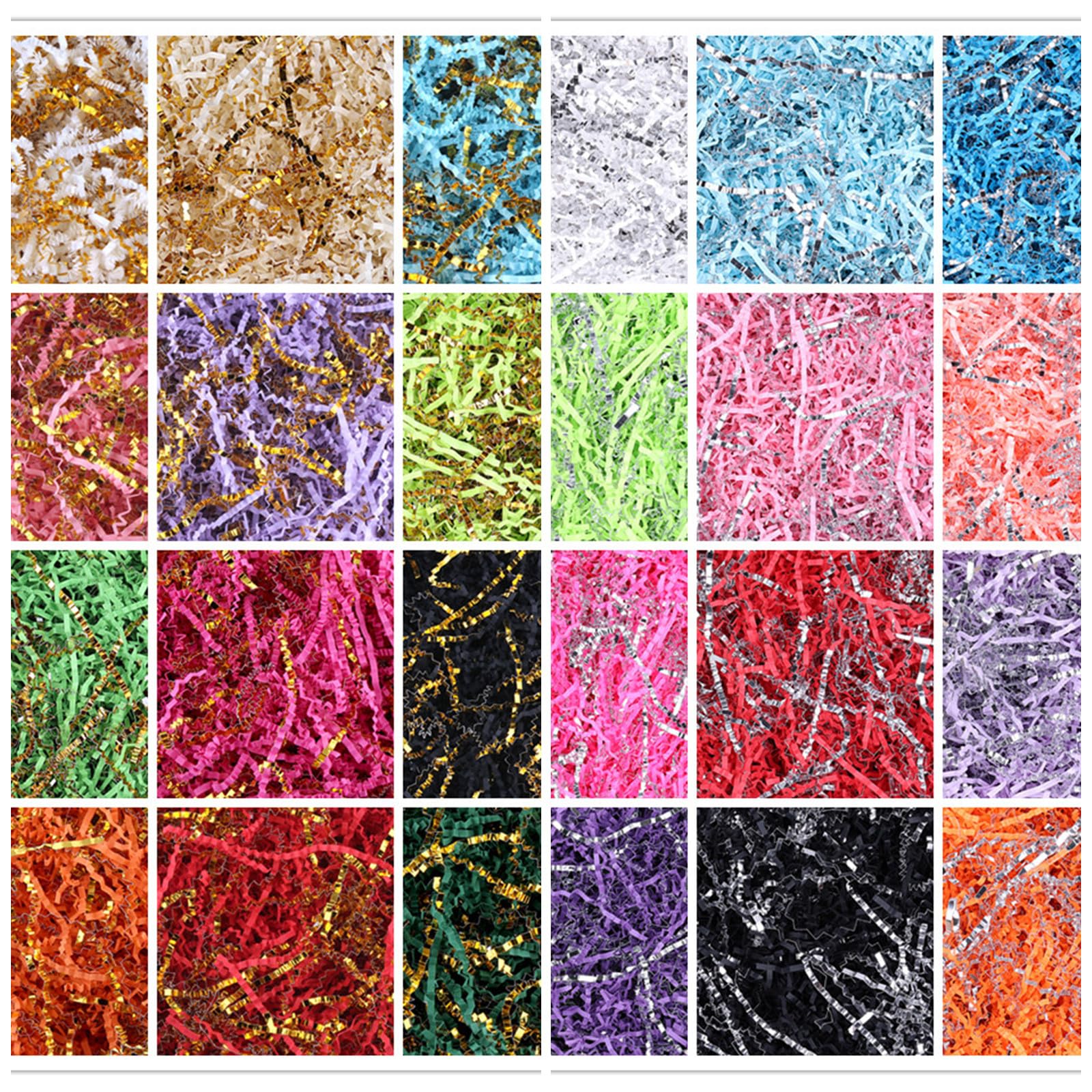 Premium Crinkle Cut Paper Shred - 1LB Gift Box Filler for Easter Baskets, Wrapping & Packaging | Decorative Shredded Paper in Black & Silver Mix | Perfect for Gift Baskets, Party Decor & Shipping Protection