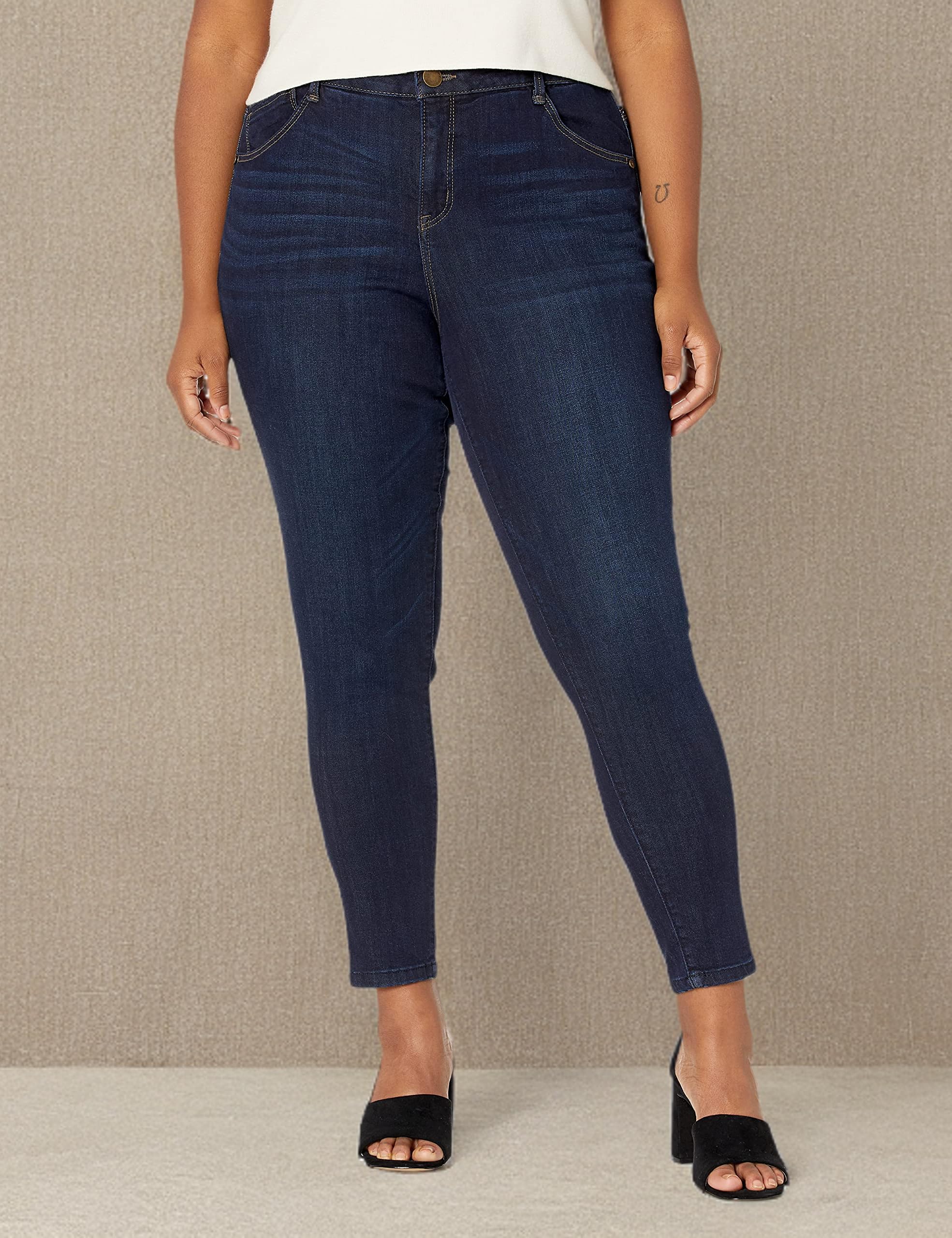 Democracy Women's Plus Size Ab Solution High Rise Jegging - Slimming Tummy Control Jeans for Curvy Women | Perfect for Work, Casual & Everyday Wear