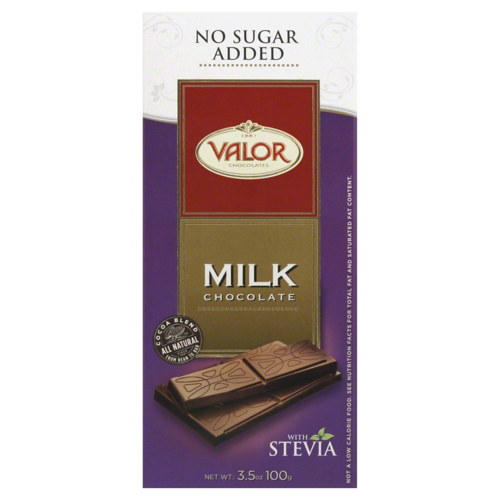 Valor Milk Chocolate with Stevia - 100g (3.5oz) Sugar-Free Chocolate Bars - Pack of 17 - Perfect for Keto Diet, Diabetic Snacks & Healthy Dessert Gifts