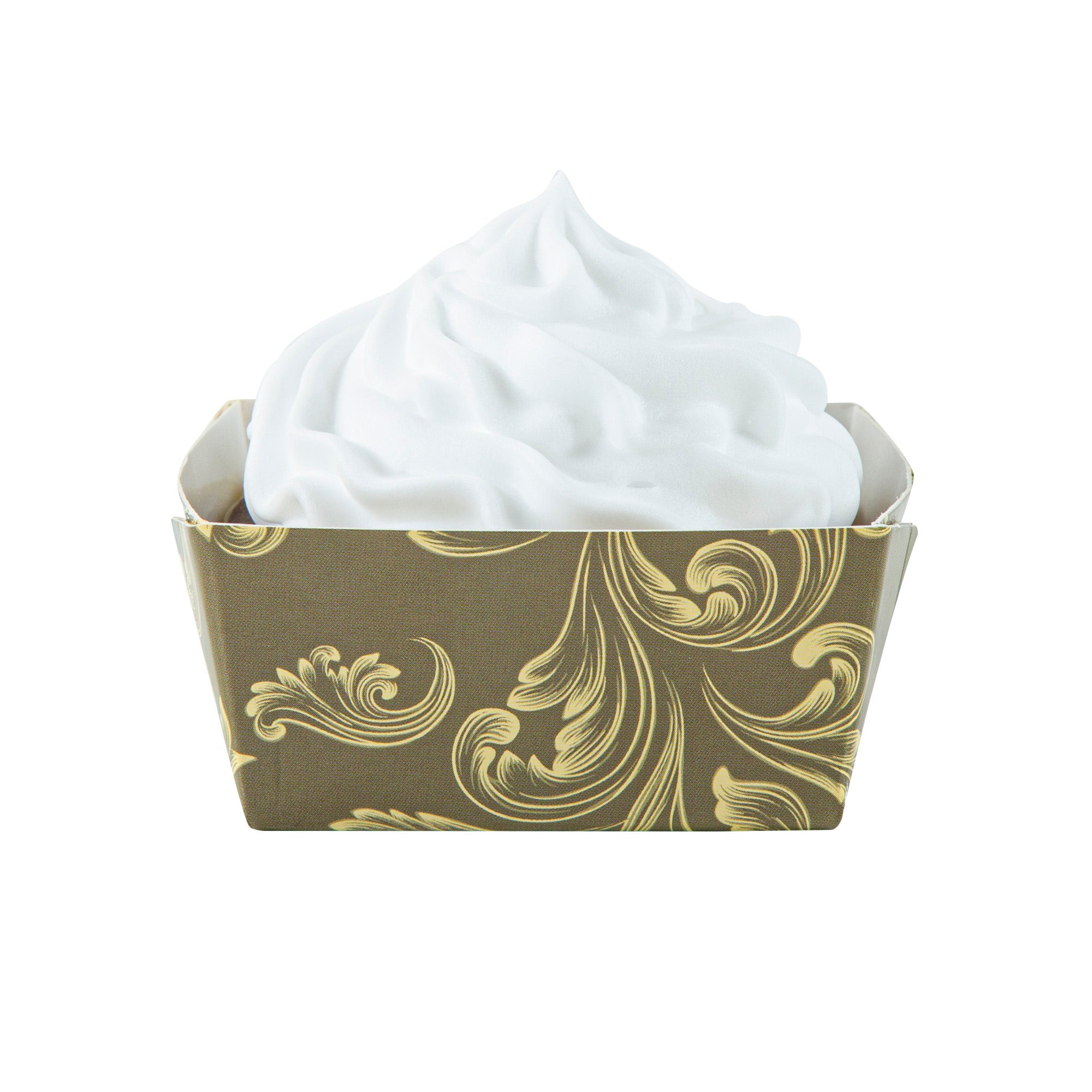 Bake Tek 6 oz Square Dark Green Vintage Floral Paper Baking Cups - Greaseproof Muffin Liners (3x3x1.5 Inch) - 100 Count Box - Perfect for Cupcakes, Muffins & Party Desserts