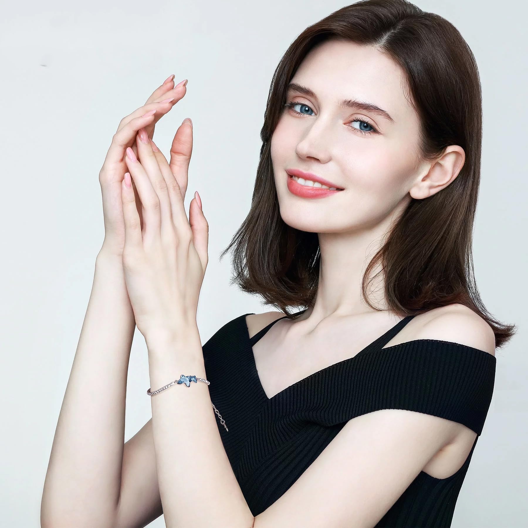 YouBella Crystal Bracelet for Women - Stylish Blue Bangle Jewelry for Girls & Women | Elegant Gift for Birthday, Party & Everyday Wear (YBBN_92233)