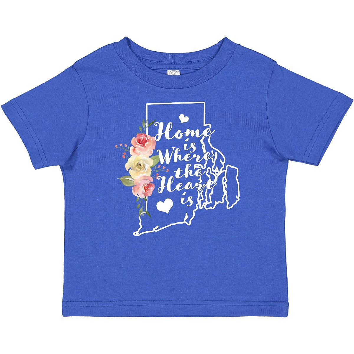 Inktastic Rhode Island Home is Where The Heart is Watercolor Baby T-Shirt - Soft Cotton Infant Tee for Boys & Girls - Perfect for Family Photos, Holidays & Everyday Wear