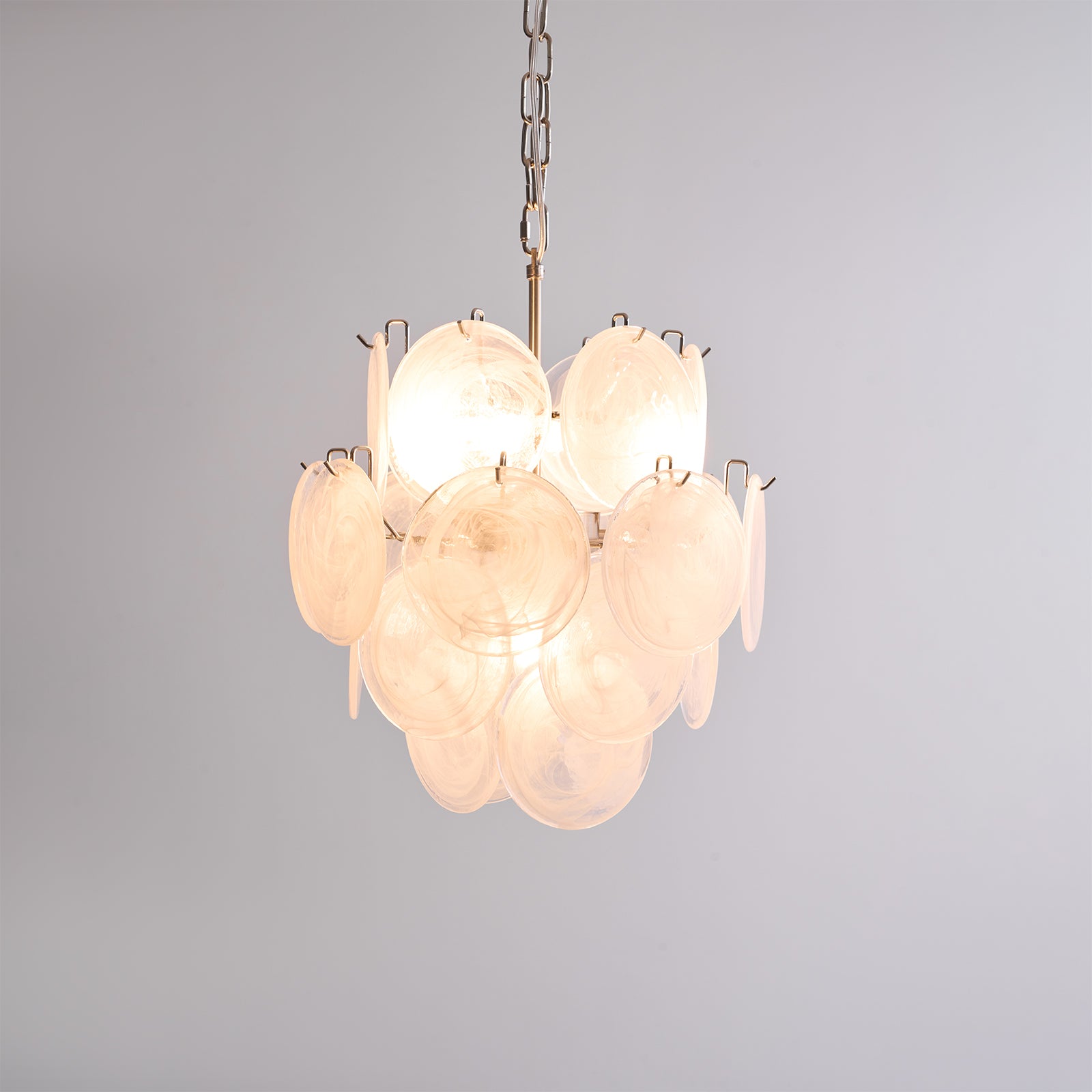 Elegant Aqua White Glass Murano Chandelier - Handcrafted Venetian Lighting Fixture for Dining Room, Bedroom & Living Room Decor