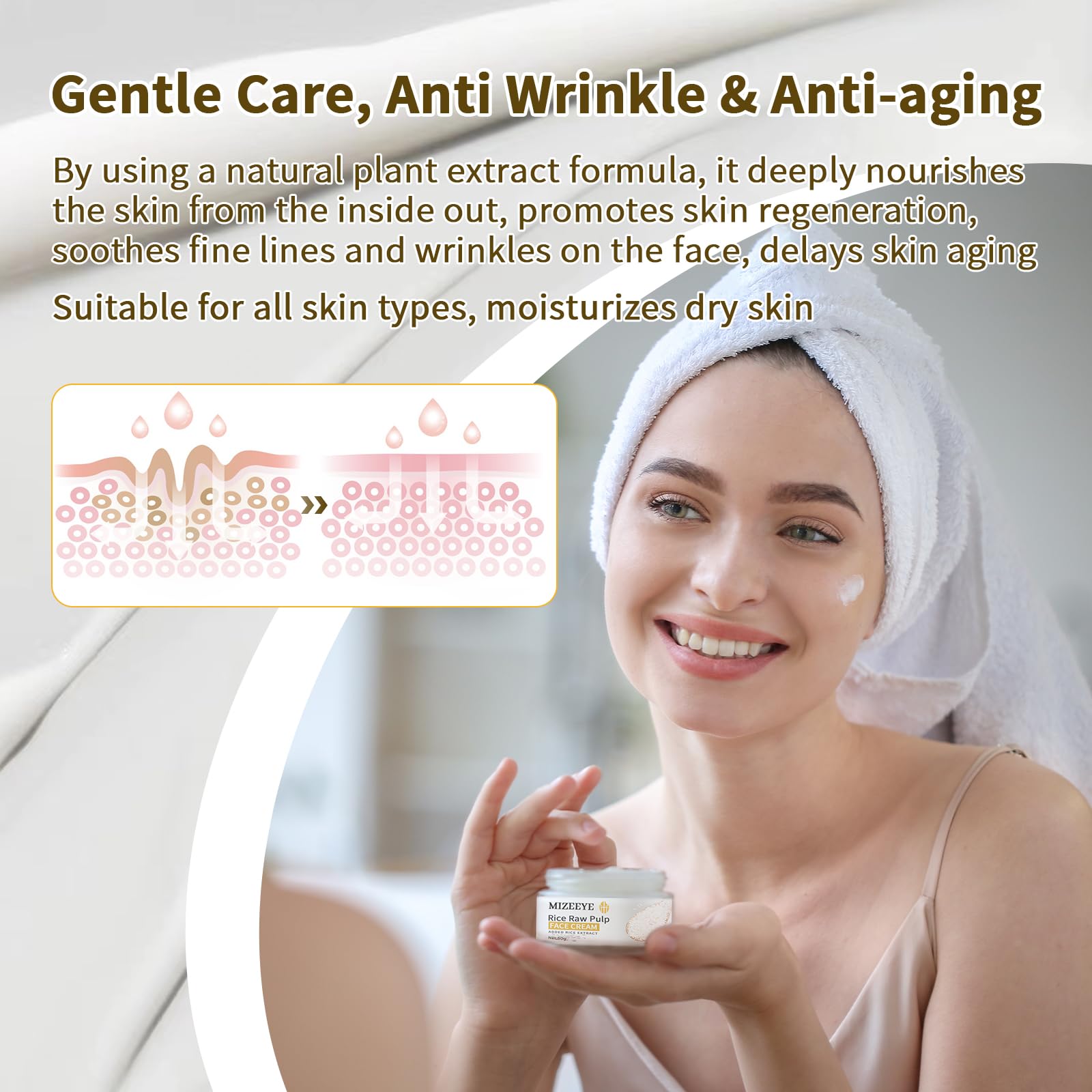 6PCS Rice Essence Skincare Set for Women - Gentle Moisturizing Face Wash, Toner, Lotion, Serum, Cream & Eye Cream - Anti-Aging Treatment with Rice Extract - Perfect for Daily Routine & Teen Girls Skincare
