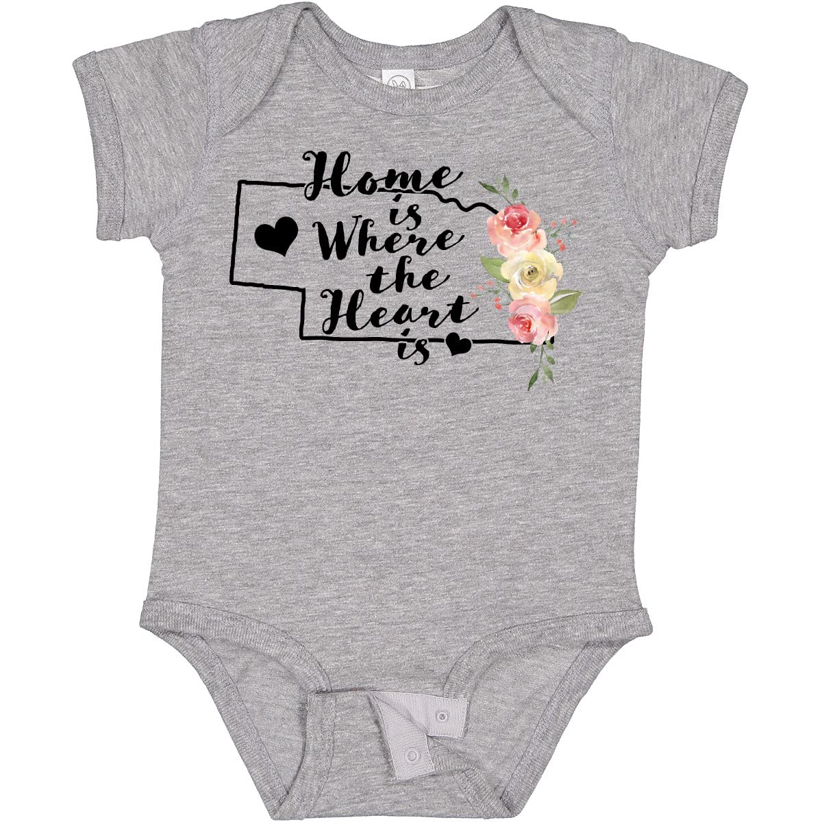 Inktastic Nebraska Home is Where The Heart is Watercolor Baby Bodysuit - Soft Cotton Onesie for Newborns, Infants & Toddlers - Perfect for Family Photos, Holidays & Everyday Wear