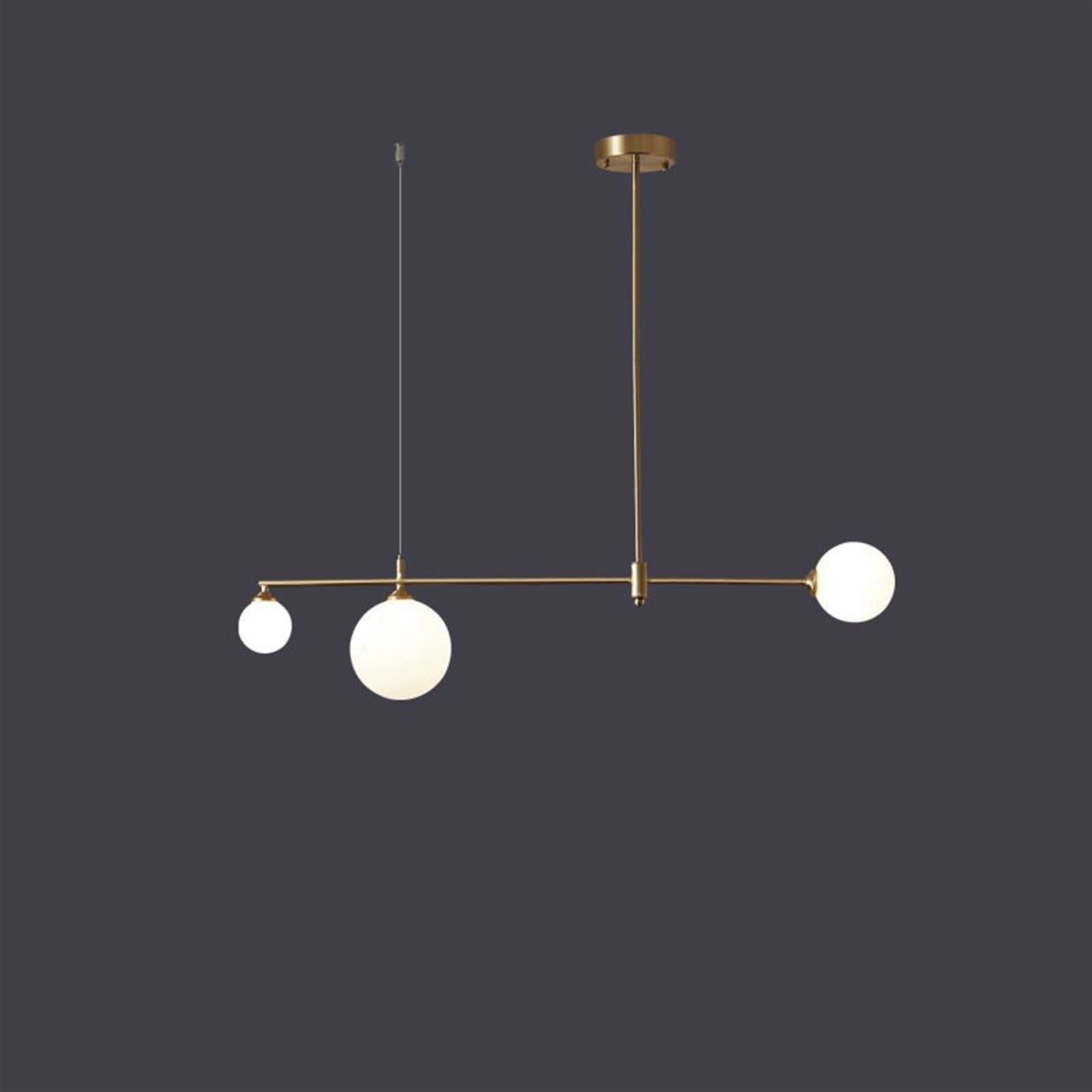 G9 Gold Copper LED Chandelier Pendant Light - 3 Head Modern Glass Ball Ceiling Lamp for Dining Room, Kitchen, Living Room | White Light | Elegant Home Lighting Decor for Dinner Parties & Interior Design