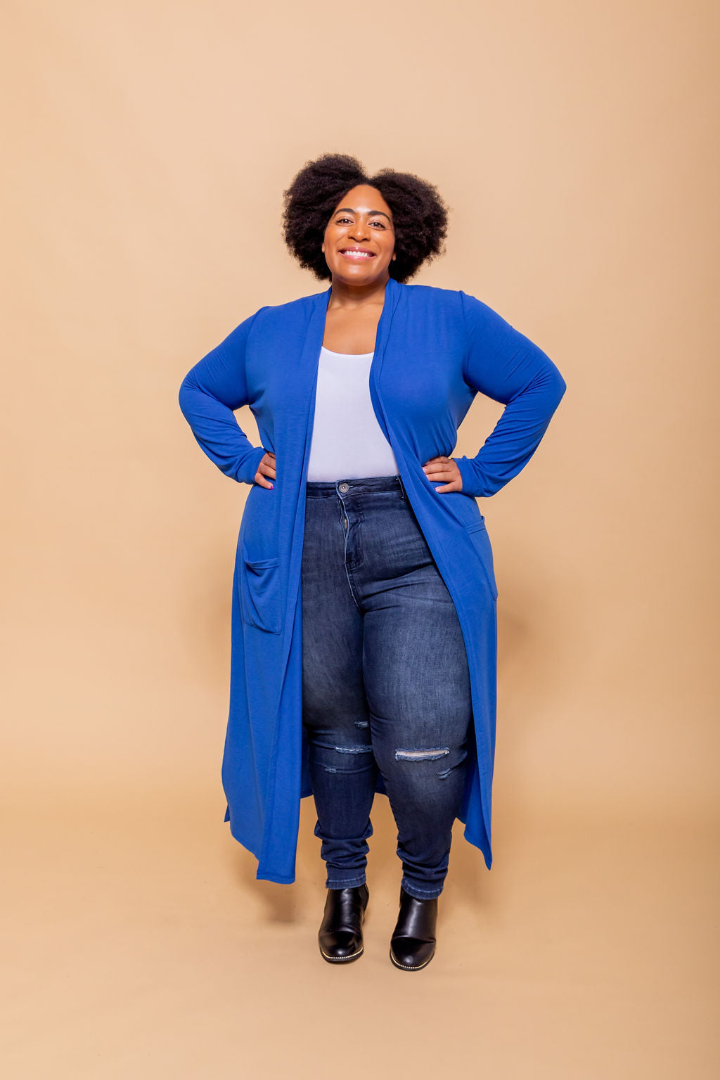 Electric Blue Jane Cardigan for Women - Soft Knit Sweater for Fall & Winter - Cozy Office Wear & Casual Outfits