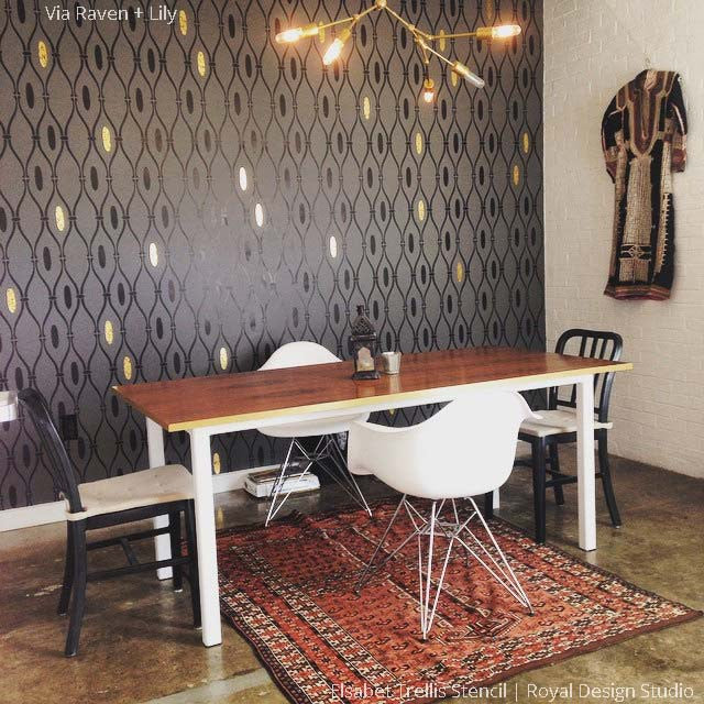 Elsabet Trellis Raven + Lily Wall Stencil - Reusable DIY Home Decor Stencil for Painting Walls, Furniture & Crafts | Perfect for Bedroom, Nursery & Home Renovation Projects
