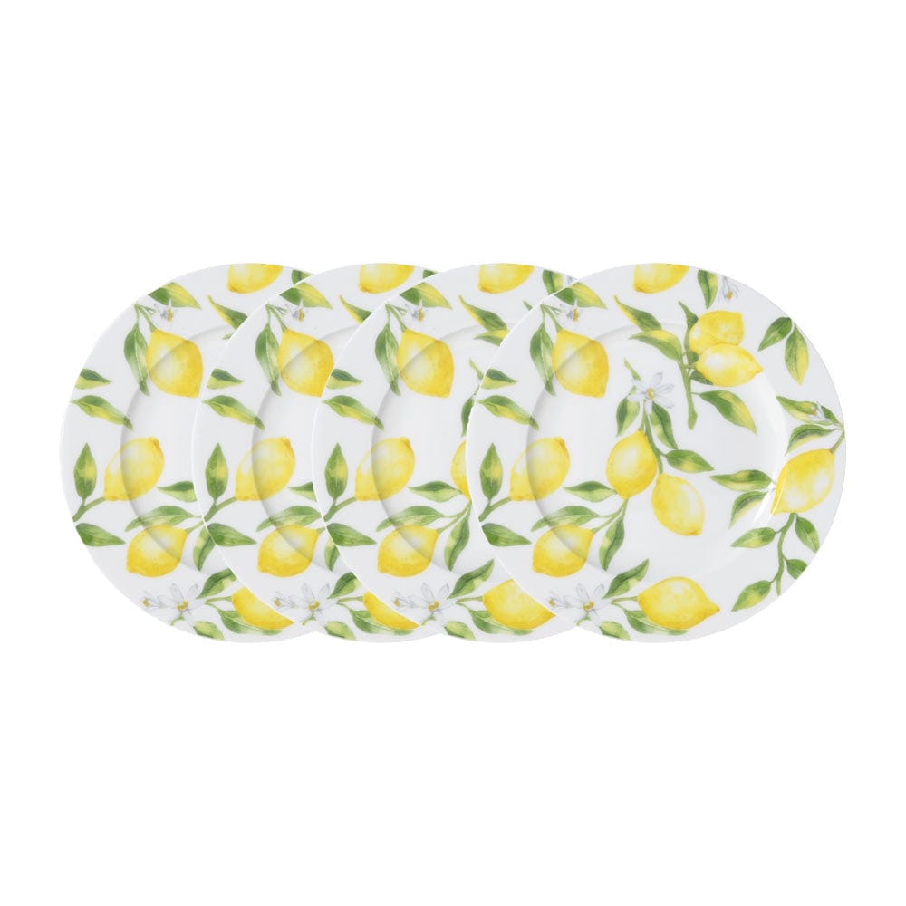 Set of 4 Lemon-Themed Salad Plates - Perfect for Summer BBQs, Picnics & Outdoor Dining | Durable Ceramic Dishware