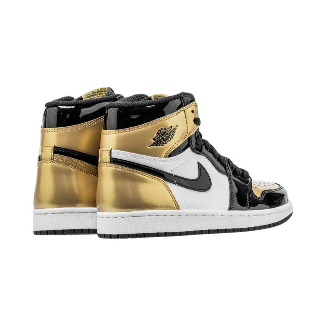 Air Jordan 1 High Retro OG NRG Gold Toe Sneakers - Black, Metallic Gold & Summit White Colorway - Perfect for Basketball, Streetwear & Sneaker Collectors