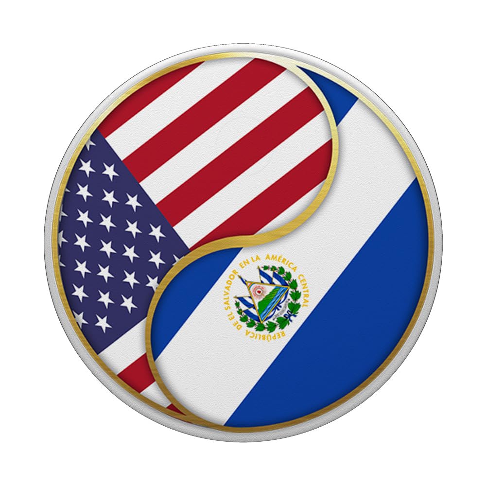 Salvadorian Flag PopSockets - Swappable PopGrip for Phones with Salvador & USA Flags - Perfect for Travel, Patriotic Events & Phone Protection