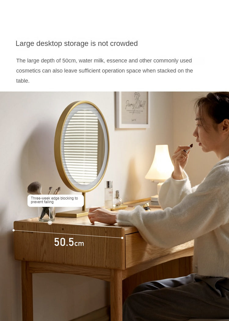 Stylish Oak Solid Wood Nordic Dressing Table - Modern Vanity Desk for Bedroom & Makeup Area | Perfect for Home Decor & Beauty Routine