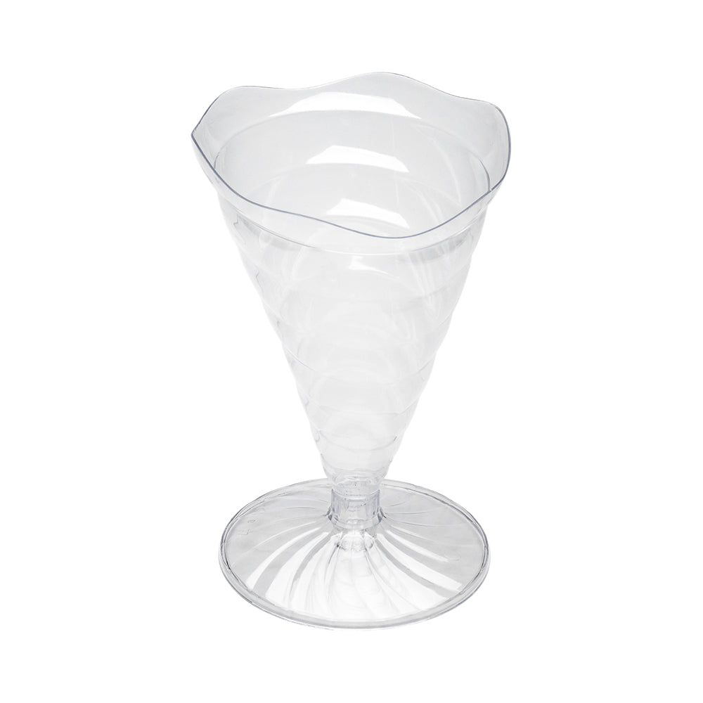 100 Pack 3 oz Clear Plastic Nautilus Appetizer Cones with 100 Silver Mini Forks - Perfect for Party Appetizers, Wedding Receptions & Cocktail Events