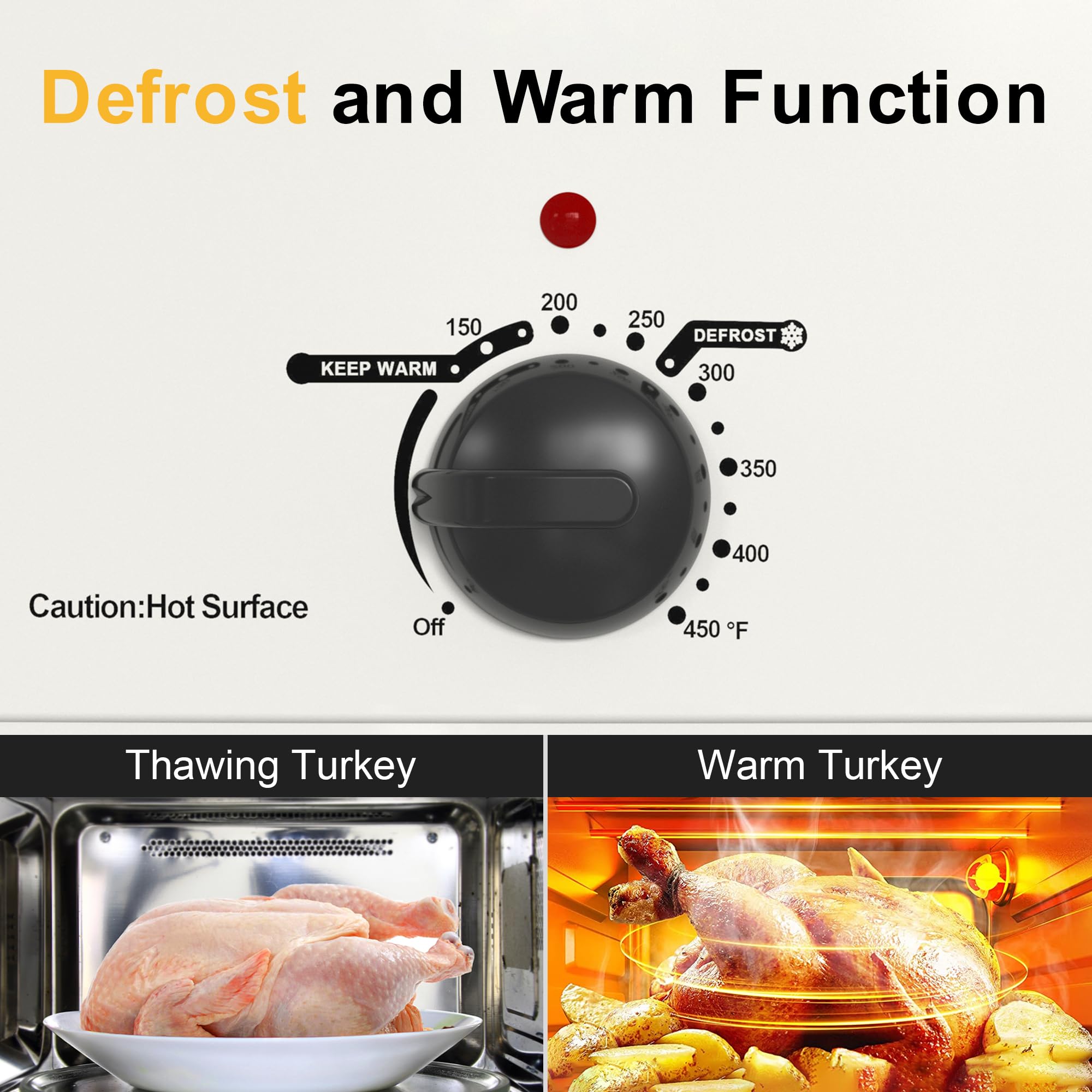 24Qt Electric Roaster Oven - Stainless Steel Turkey Roaster with Self-Basting Lid, Removable Pan & Rack | Fast Cooking for Turkey, Meats, Bread, Soup & Sauce | Perfect for Thanksgiving, Holiday Meals & Large Family Gatherings
