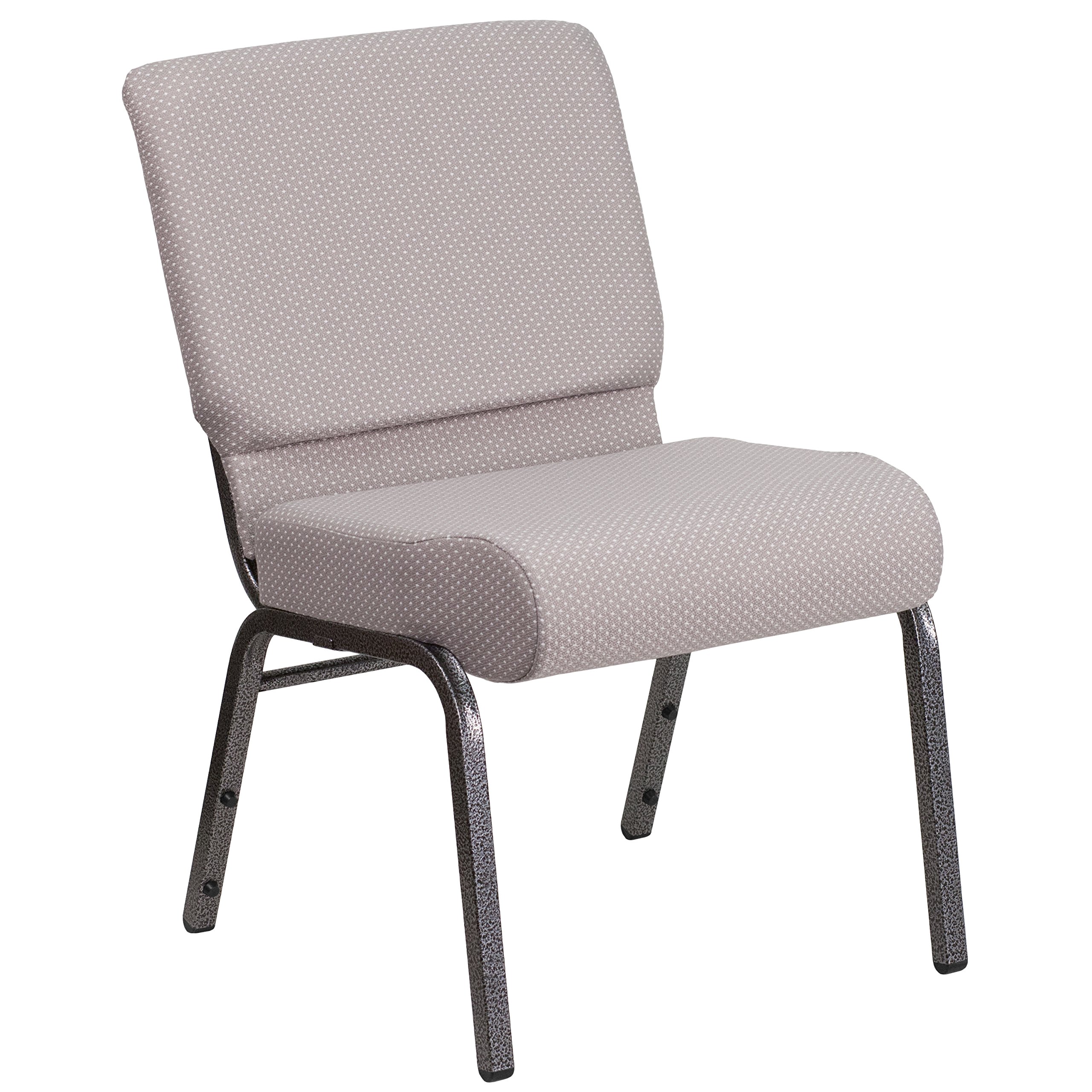 EMMA & OLIVER 21 Inch Wide Gray Dot Fabric Church Chair with Silver Vein Frame - Comfortable Padded Seat for Worship Services, Weddings & Events