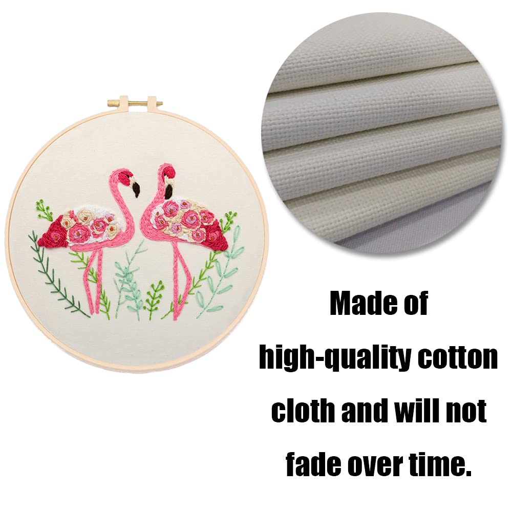 YANCAIYUNL Flamingo Cross Stitch Embroidery Kit for Beginners - DIY Handmade Needlework Starter Kit with Tools for Adults - Perfect for Home Decor, Gifts & Relaxation