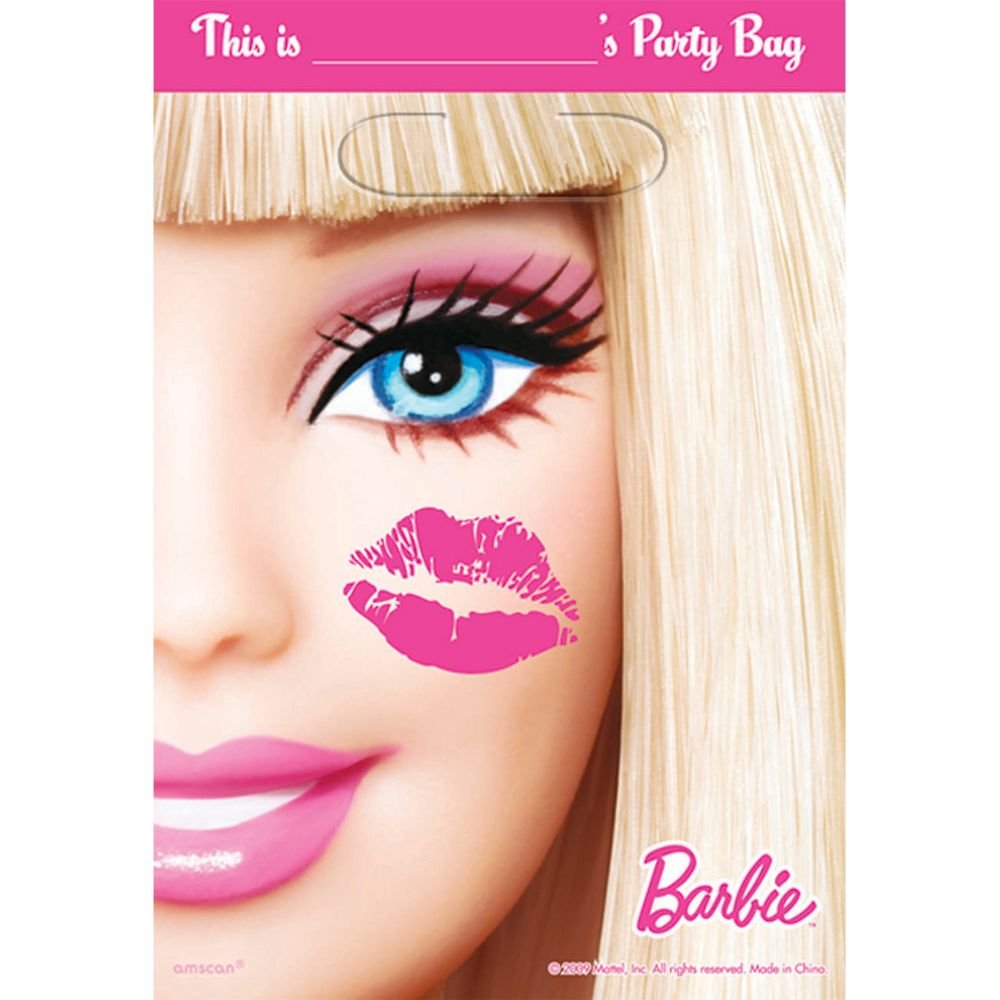 AMSCAN INC. Barbie Themed Party Favor Bags - Perfect for Birthday Parties, Baby Showers & Themed Events