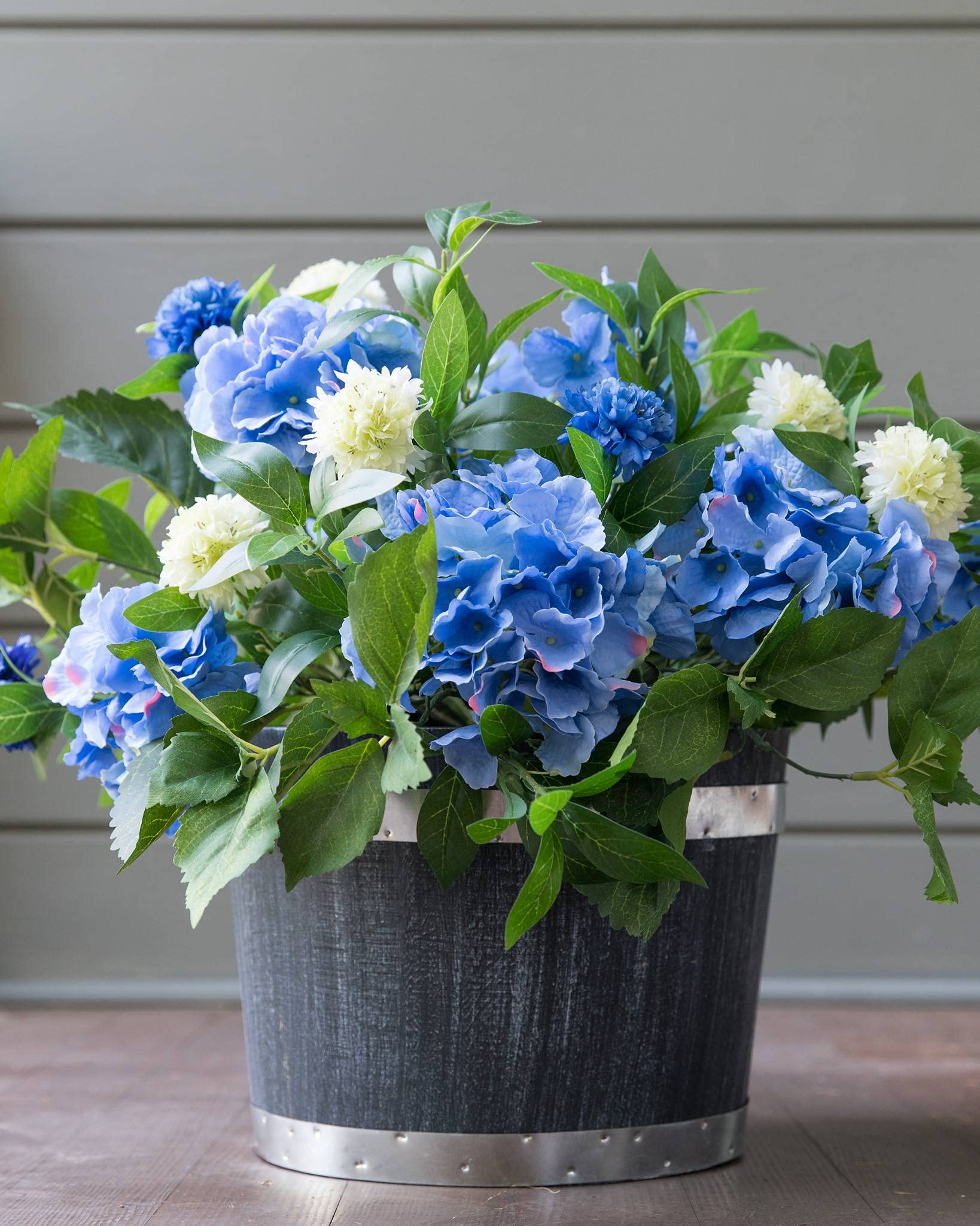 Balsam Hill 22 Inch Hydrangea Outdoor Artificial Potted Flowers - UV Resistant Faux Plants for Porch, Patio & Garden Decor
