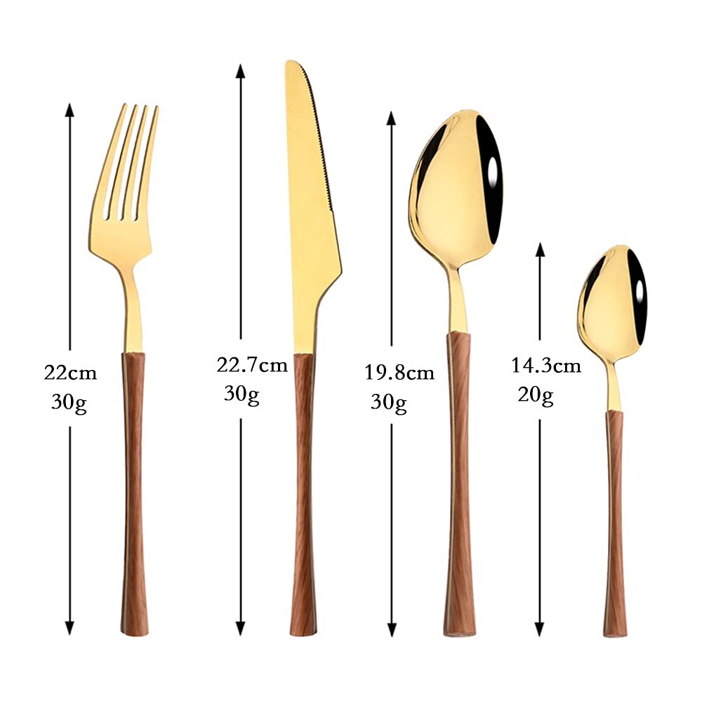 Premium Stainless Steel Flatware Set - 8-Piece Silverware Cutlery for Dining (Knife, Fork, Spoon) - Elegant Brown Gold Finish - Perfect for Dinner Parties, Restaurants & Home Use