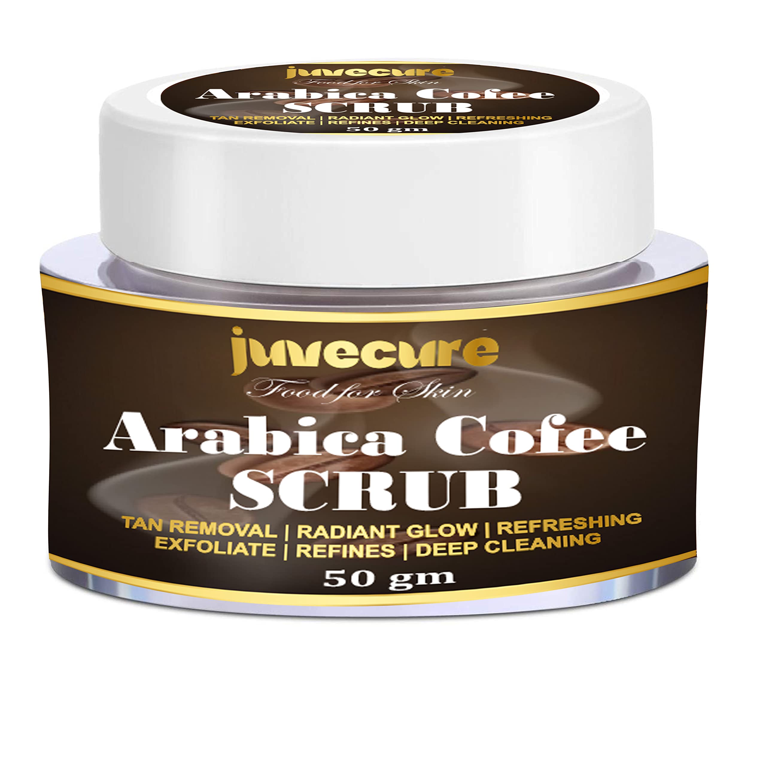 JUVECURE Arabica Coffee Face Scrub for Tan Removal & Deep Cleansing | Exfoliating & Refreshing Facial Treatment (50g) - Perfect for Morning Skincare Routine & Post-Sun Care