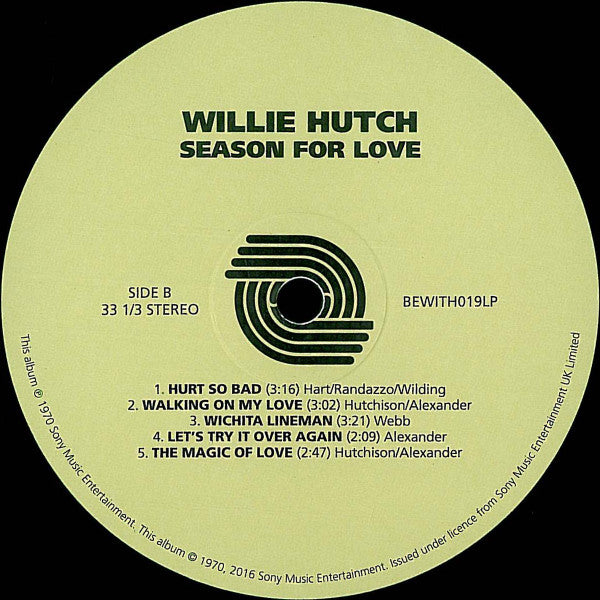 Willie Hutch - Season For Love LP Album Limited Reissue Remastered 180g Vinyl Mint Condition - Perfect for Vinyl Collectors & Soul Music Lovers