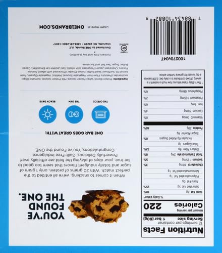 ONE 1 Protein Bars - 20g Protein & Only 1g Sugar | Chocolate Chip Cookie Dough Flavor | Gluten-Free Snack (2.12 Oz) - Perfect for High Protein Diets, Post-Workout Recovery & Healthy On-the-Go Snacking