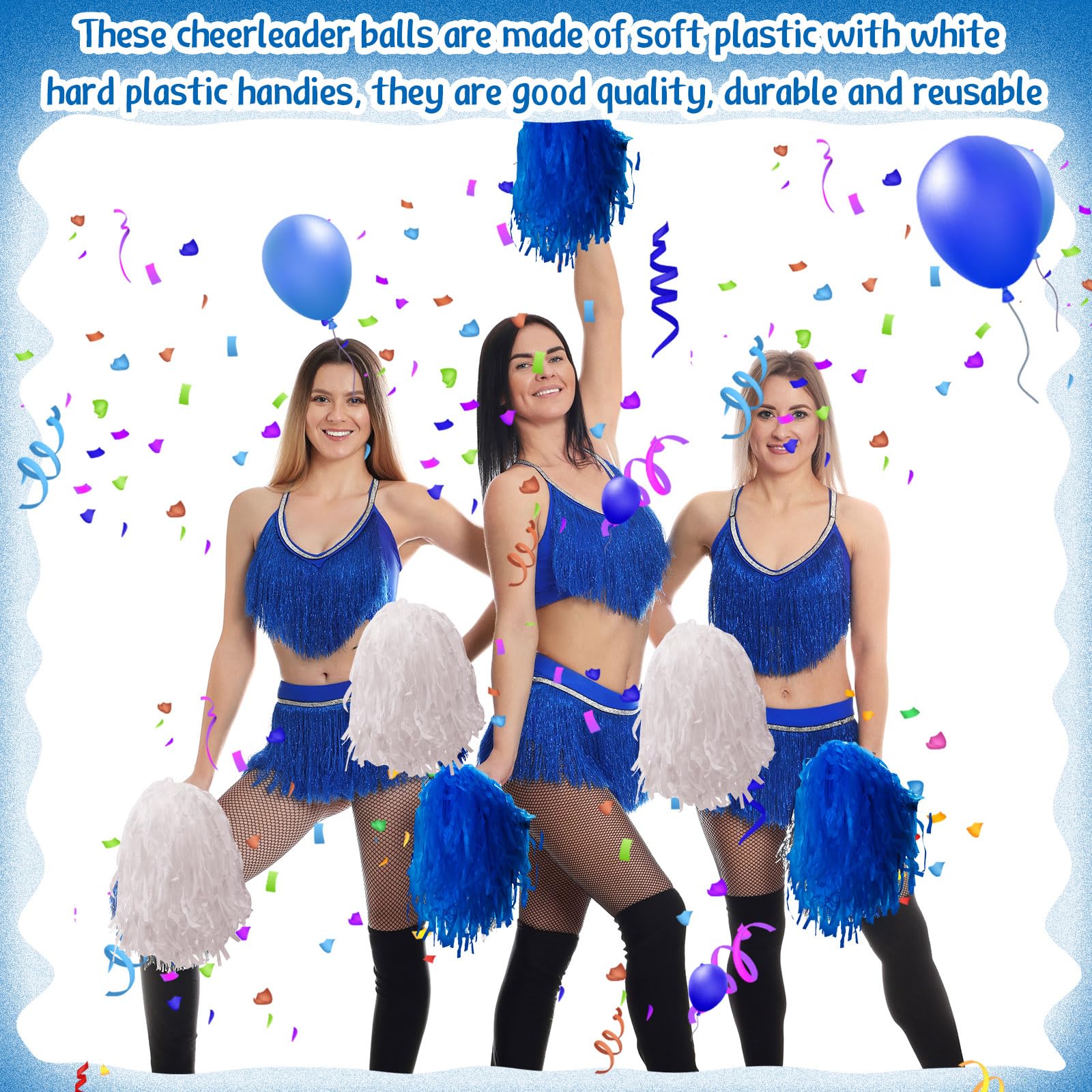 80 Pcs Cheerleading Pom Poms with Handles - Bulk Cheer Dance Pompoms for Sports, Gymnastics, Cheerleading Teams & Party Decorations - Perfect for Cheer Competitions, School Events & Pep Rallies