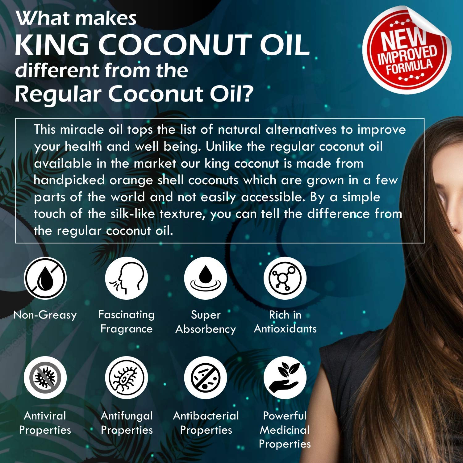 Organic King Coconut Oil Set of 2 (100ml Each) - All-Natural Hair & Skin Care for Men & Women - Perfect for Deep Conditioning, Scalp Treatment & Moisturizing Dry Skin